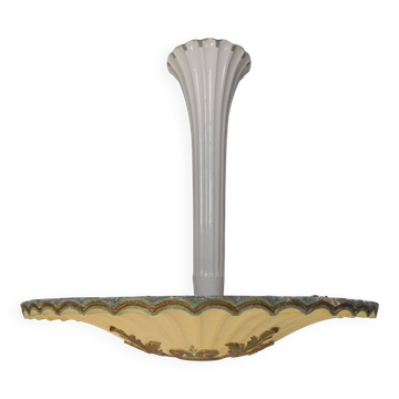 Grande lampe Art Déco en plâtre, diamètre 70 cm, début du 20e siècle.