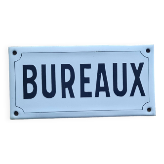 Ancienne plaque émaillée "Bureaux" 10x20cm