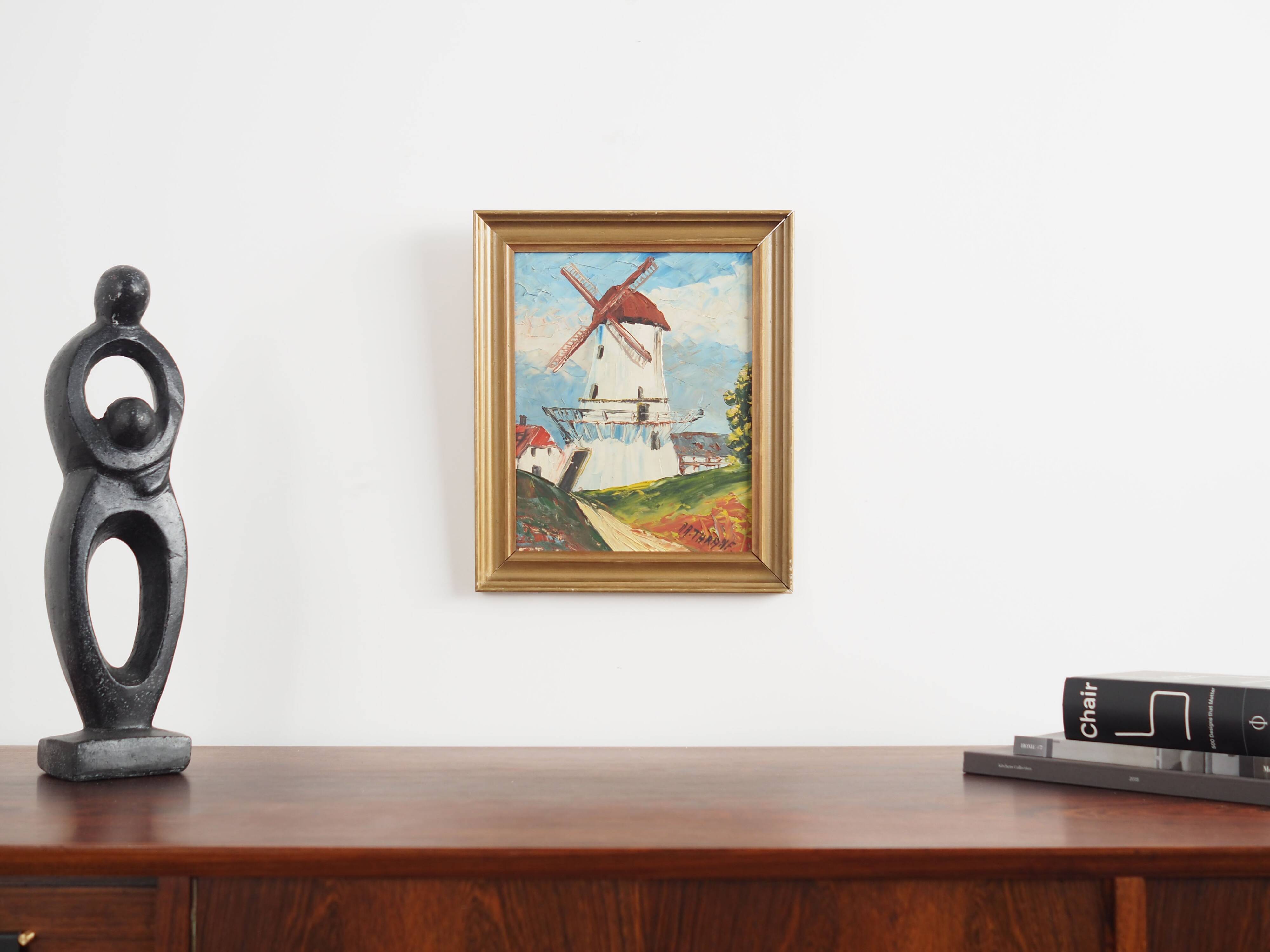 Painting „The Colourful Windmill”, Scandinavian design, 20th century, by Aage Verner Thrane