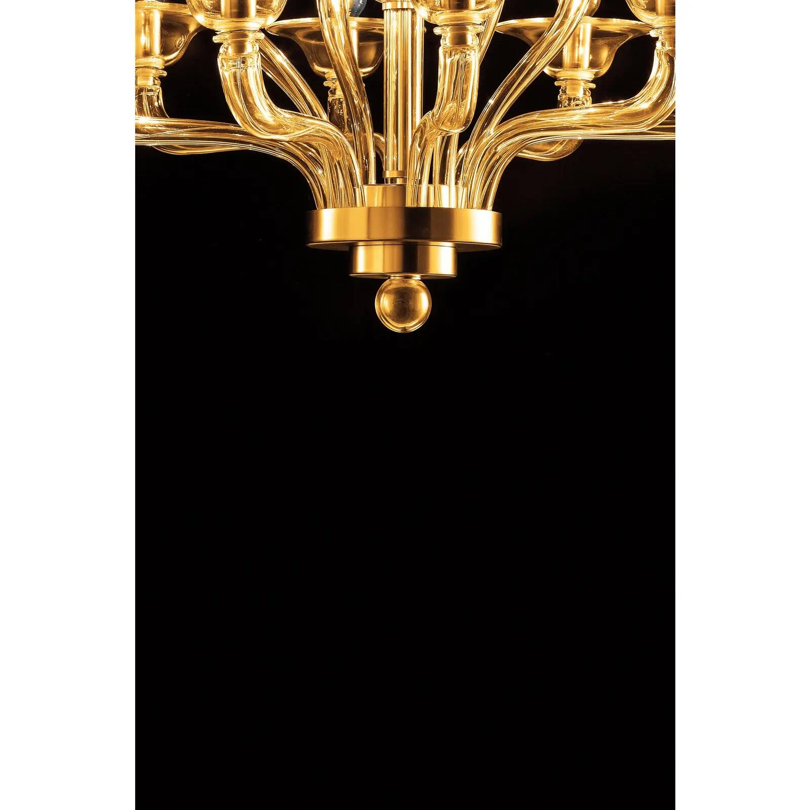 Modern Amber Linear Murano Glass Gold Chandelier in Contemporary Style
