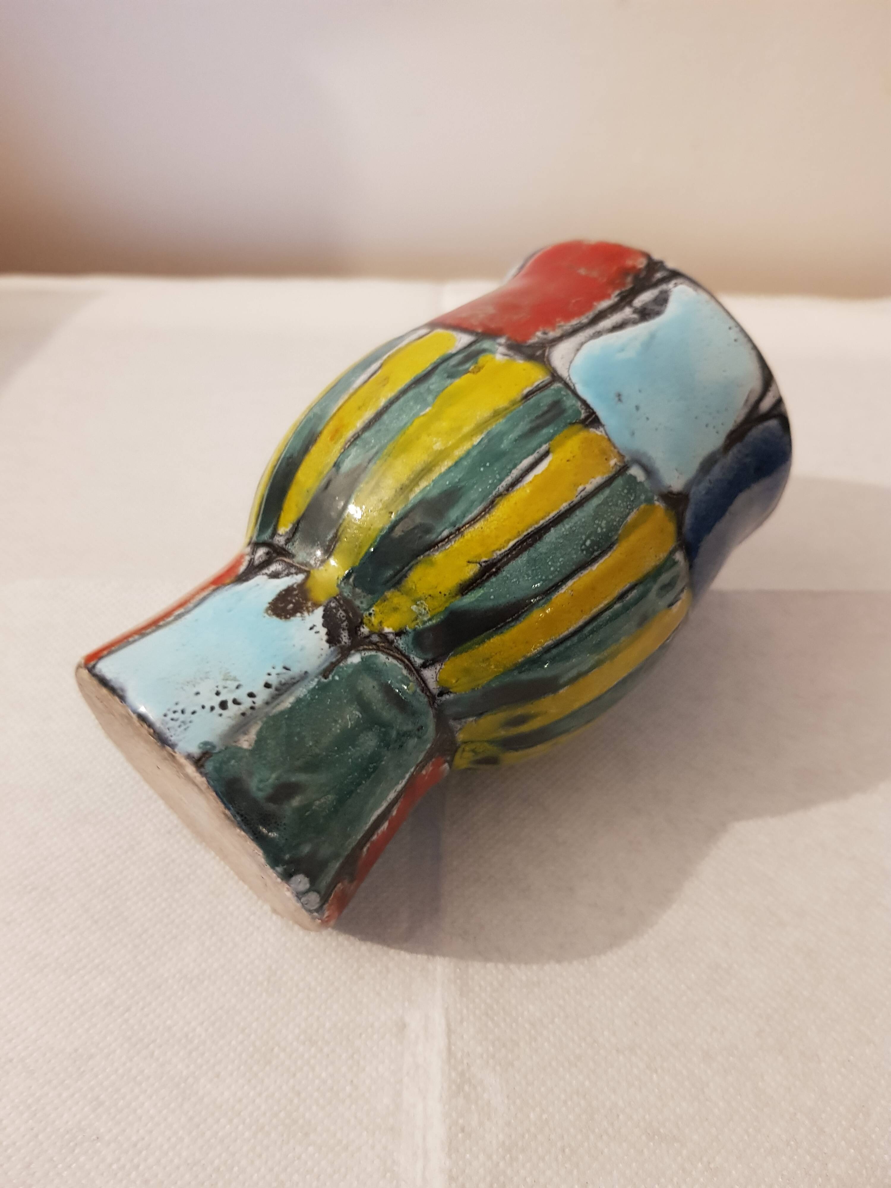 Enamelled vintage Vallauris vase
