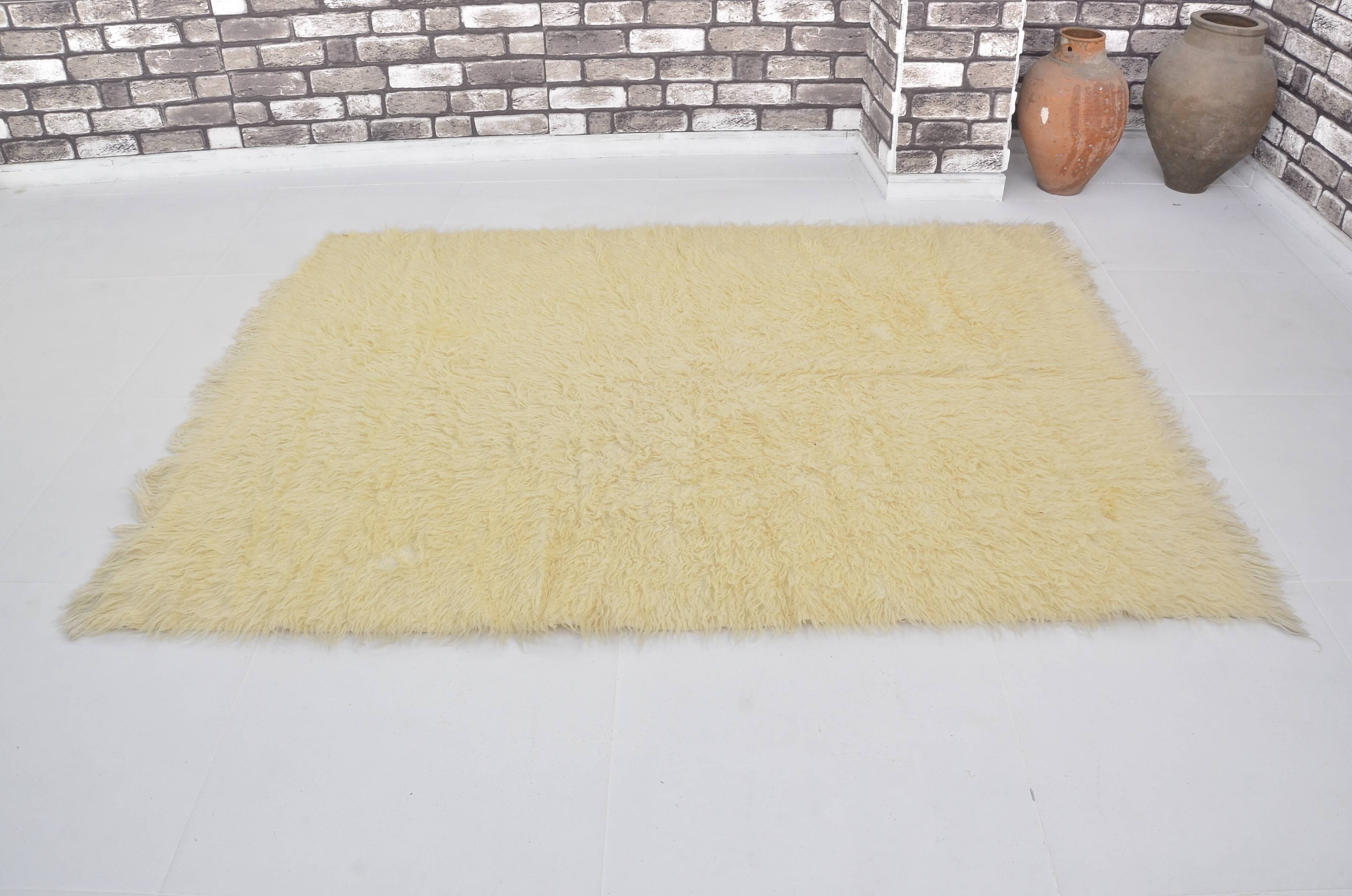 White Vintage Angora Wool Rug sku 1681