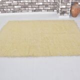 White Vintage Angora Wool Rug sku 1681