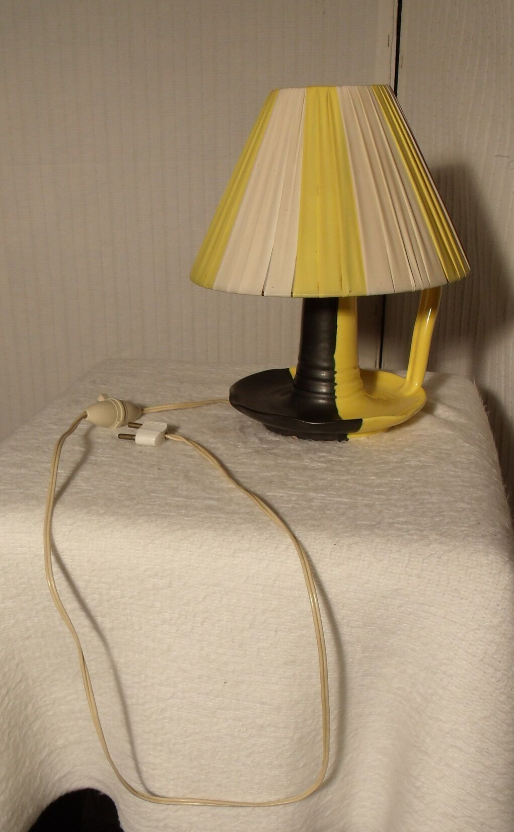 Small ceramic vintage candlestick lamp by Vallauris