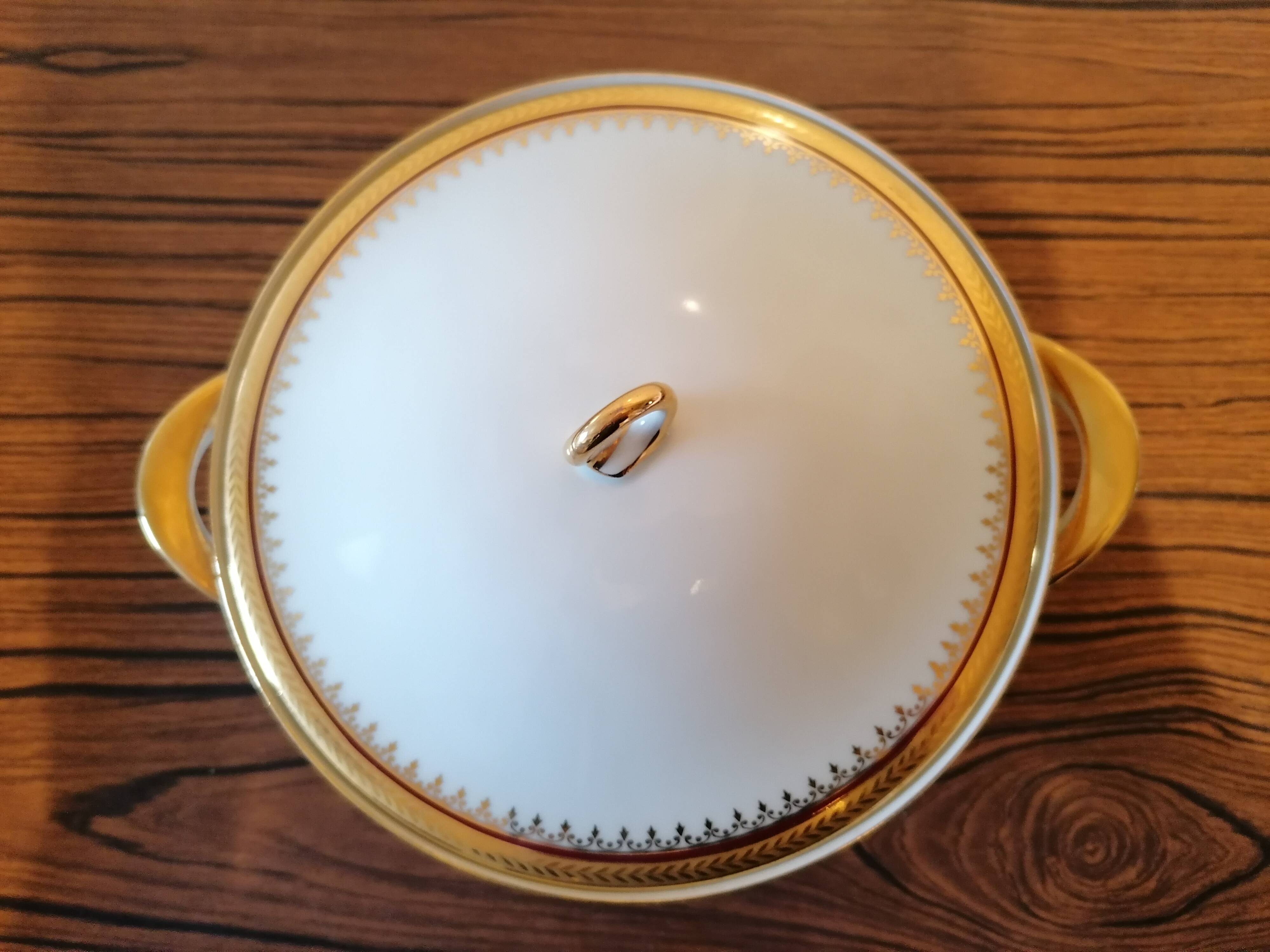 Oval serving dish and soup tureen in Limoges porcelain GDA ("Viviane")