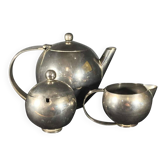 Service à Thé / Café en métal argenté Design Art Déco Moderniste, ca 1940
