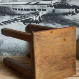Stool in solid wood waxed oak rustic