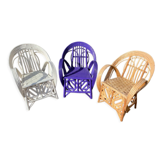 Trio de fauteuils de jardin en rotin