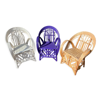 Trio of rattan garden chairs