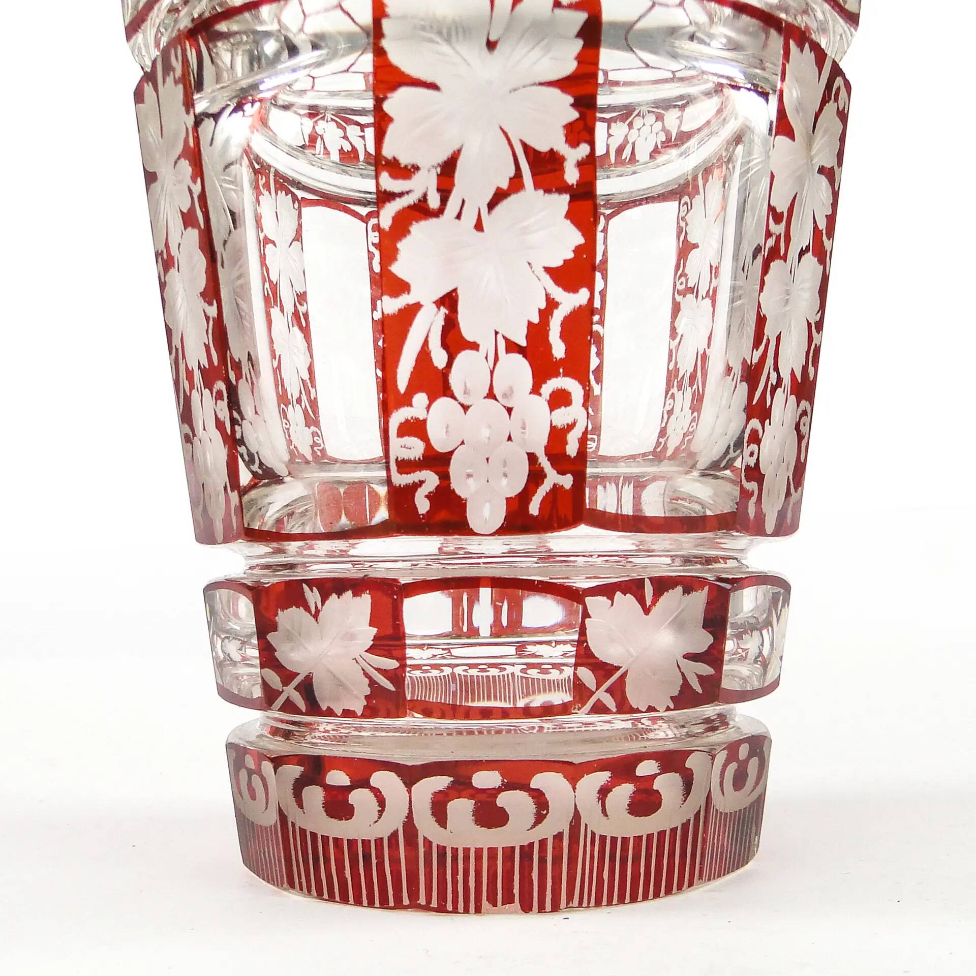 Biedermeier vase, double-layer crystal, Bohemia, Czech Republic, 19th century