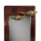 Floor mirror with fluted wood and brass lamp, Buffa/Borsani style.