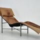 Vintage Cognac Leather Chaise Longue by Tord Bjorklund Sweden, 1970