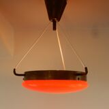 Vintage orange glass and brass ceiling lamp