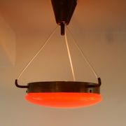 Suspension en verre orange et laiton vintage