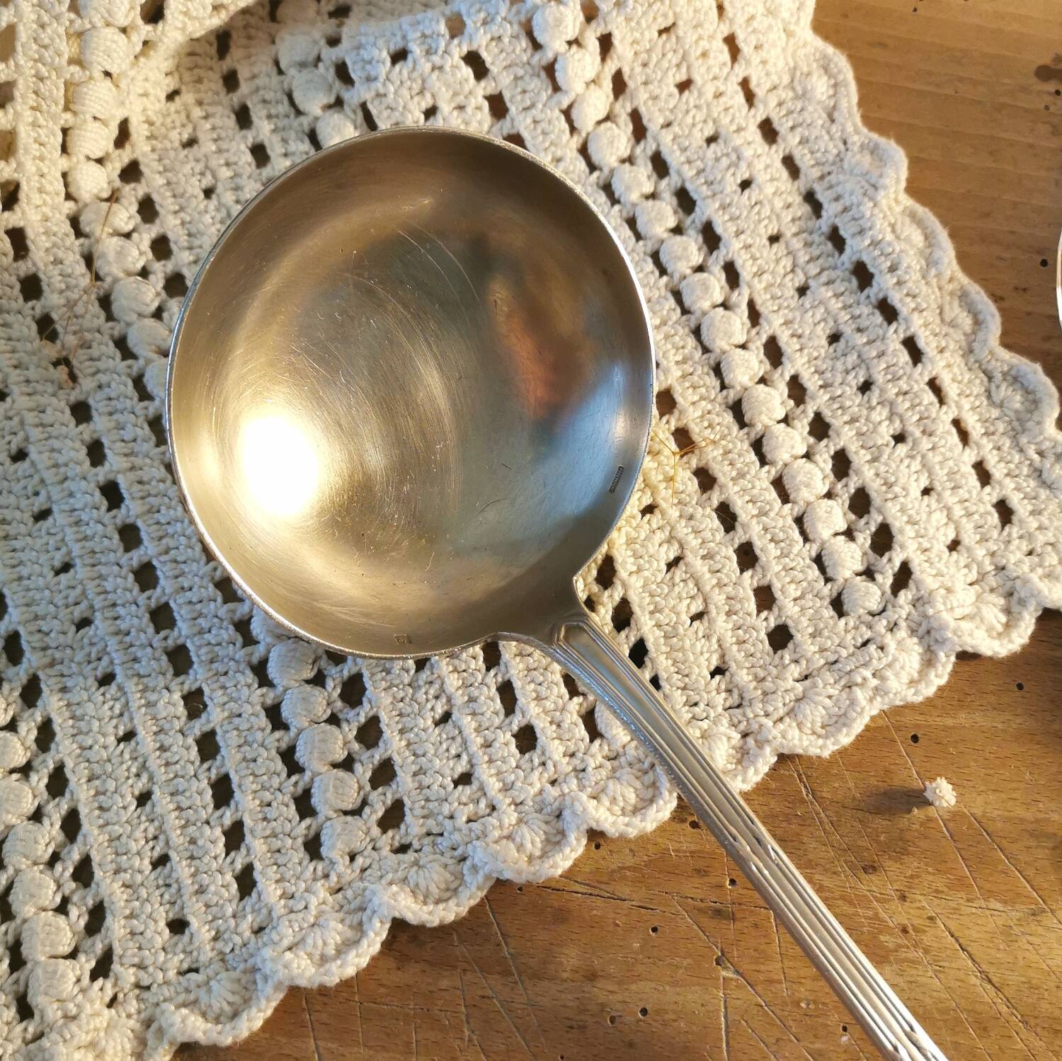 Ercuis antique silver plated metal ladle 1910