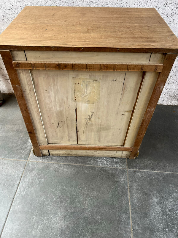 Ancien petit meuble de métier comptoir de mercerie en chêne