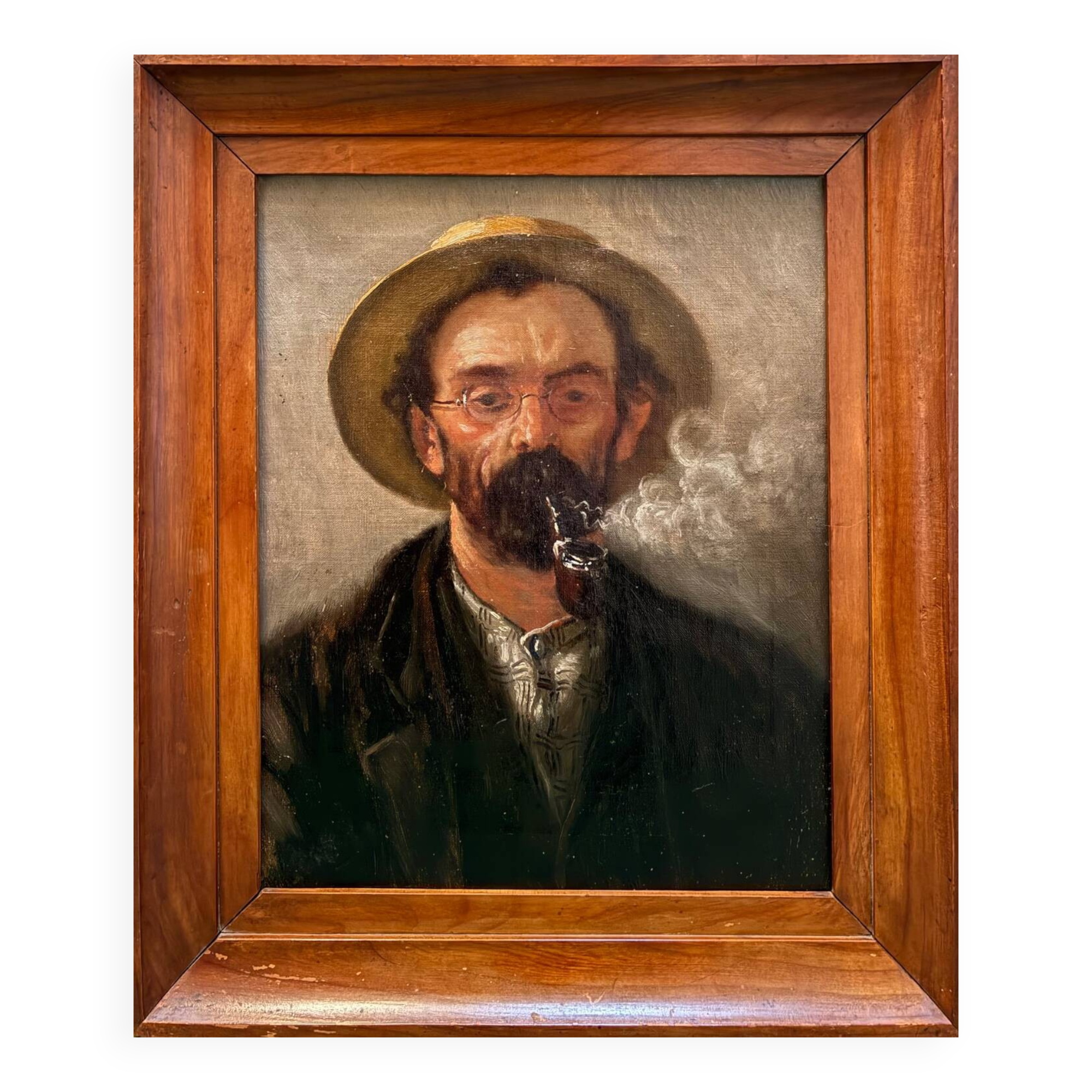Pipe smoker portrait, 19th century