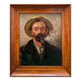 Pipe smoker portrait, 19th century