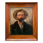 Portrait fumeur de pipe, XIXe