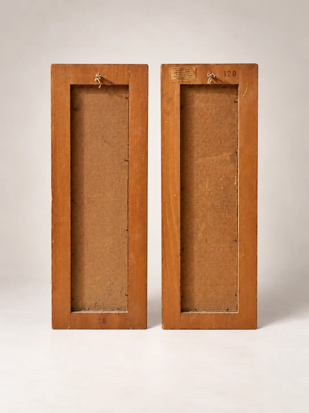 Set of 2 vintage paintings – Views of Paris – Wooden frames