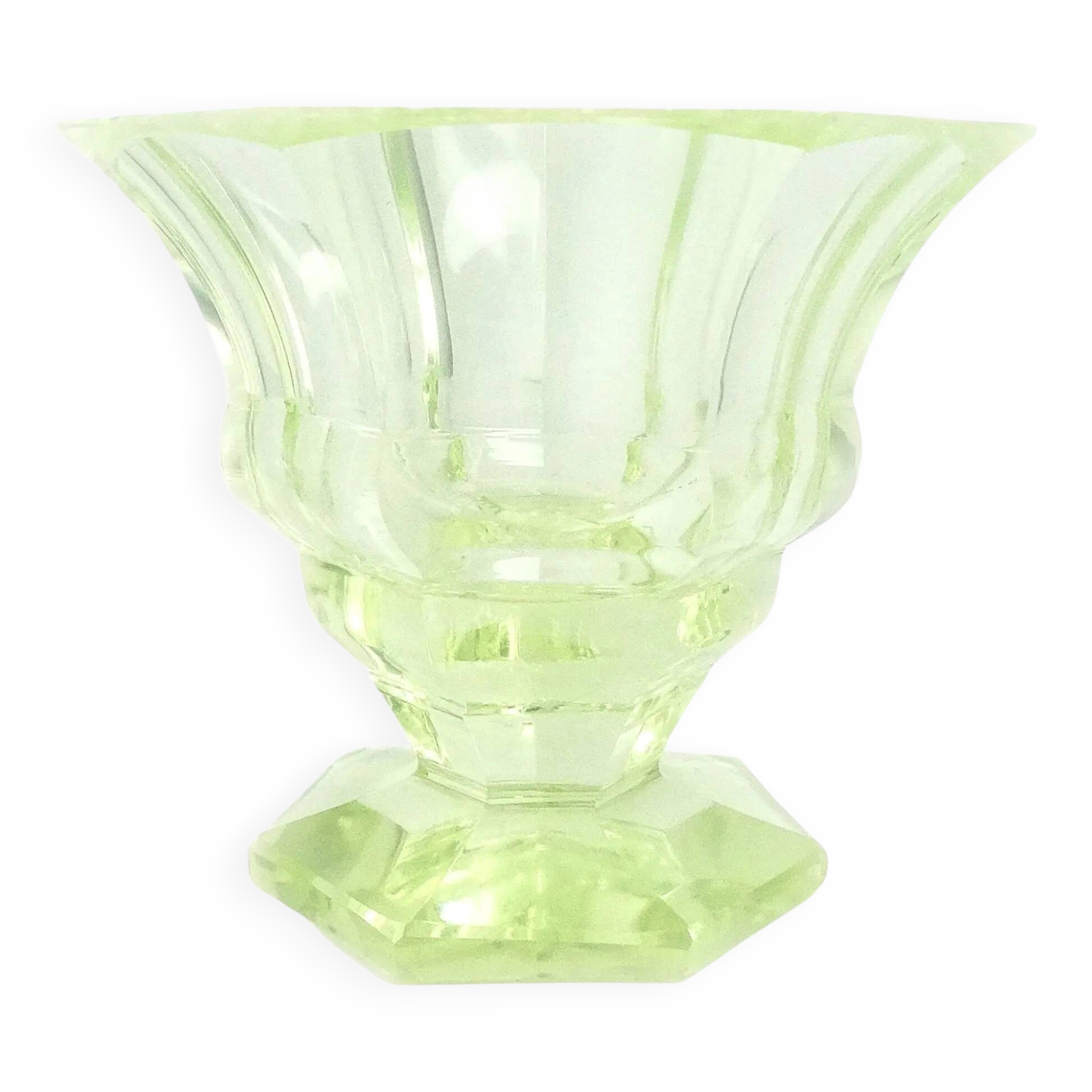 Art Deco vase, uranium glass, Poland, 1930s