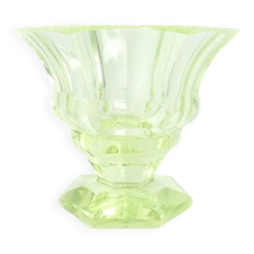 Vase Art Déco, verre uranium, Pologne, années 1930