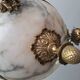Art Deco alabaster and bronze chandelier, 7-light fixture