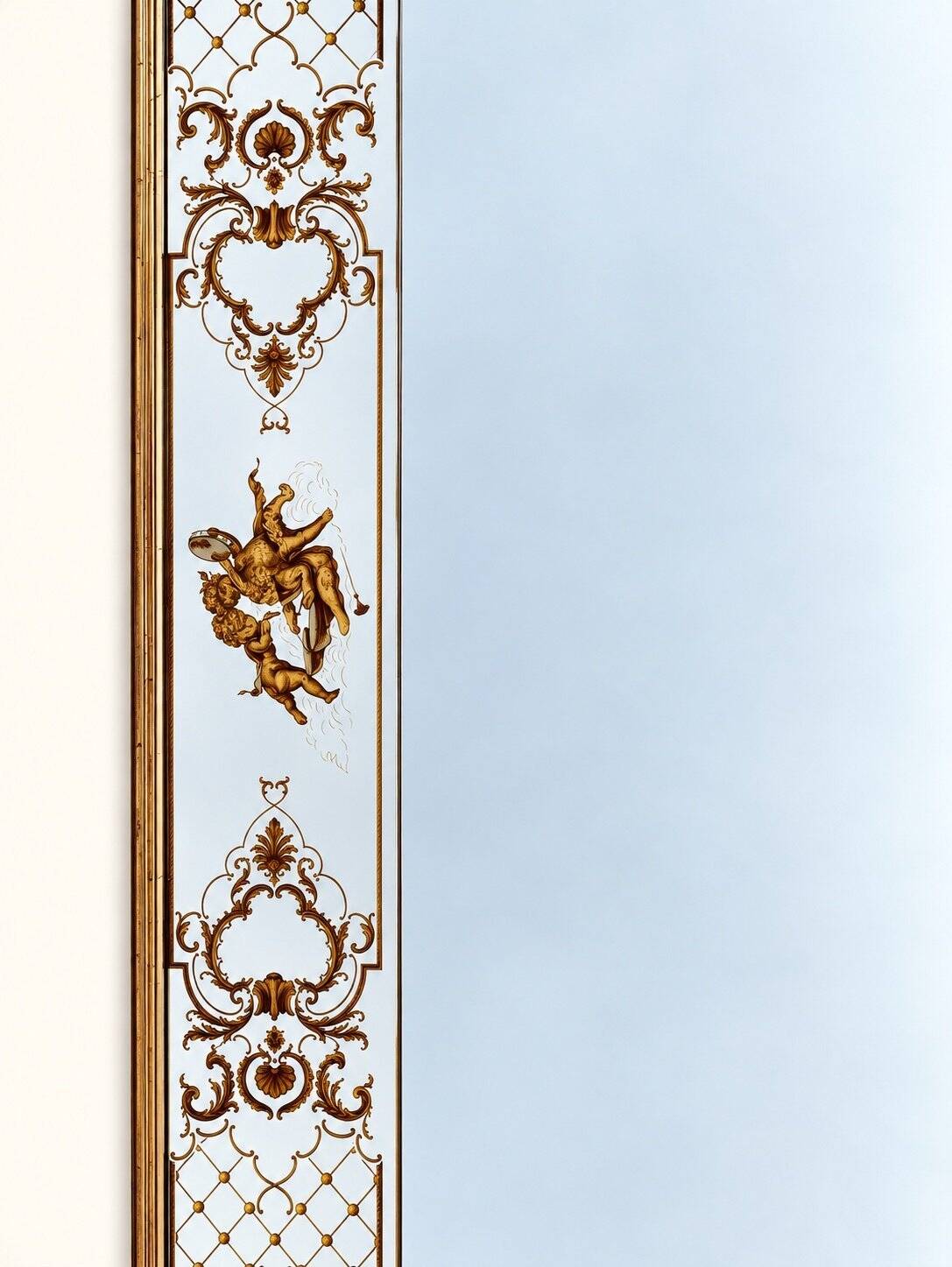 Brasserie Mirror – Art Nouveau Style – Églomisé Glass – Gilded Wood