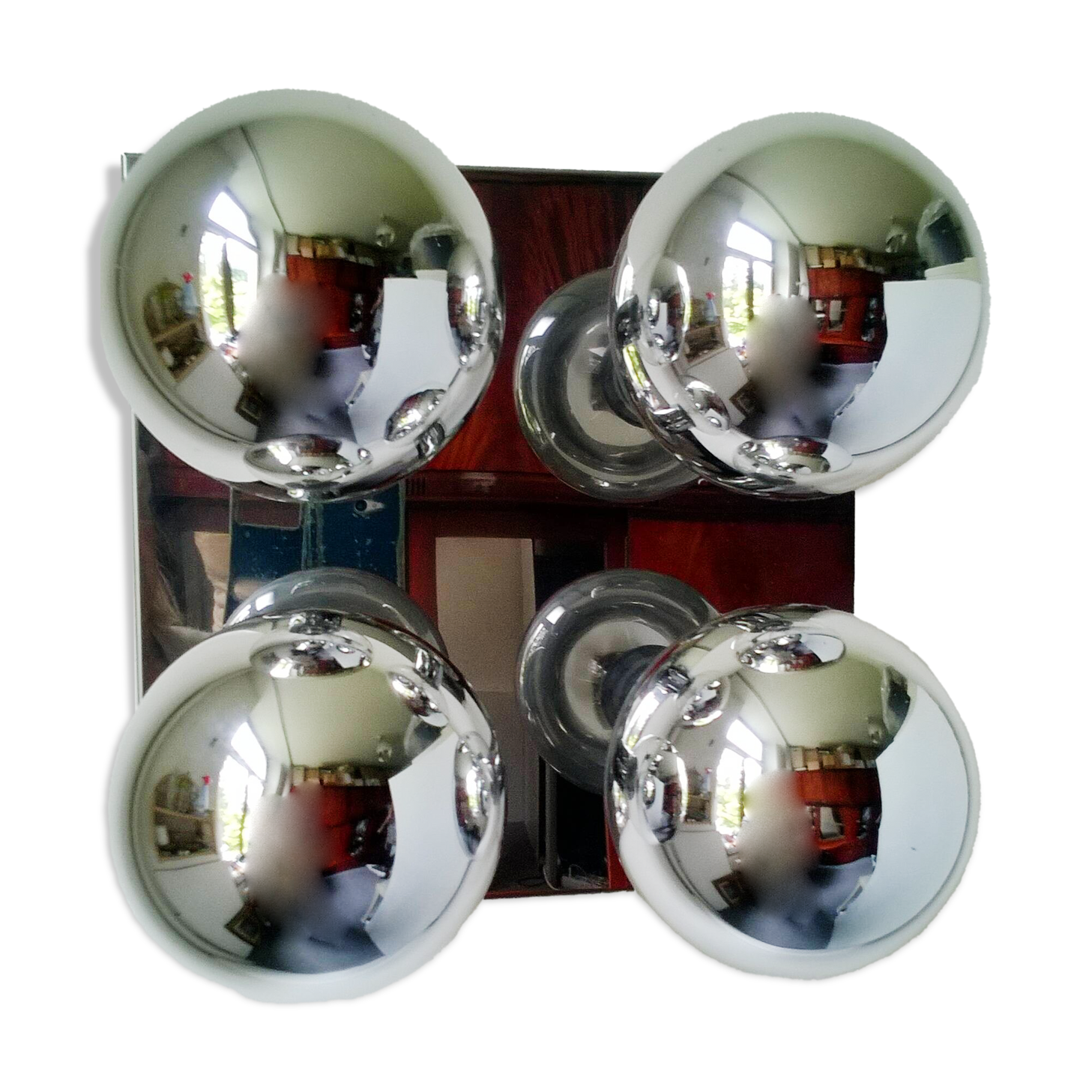 Ceiling or wall light in chromed metal and glass (Motoko Ishii for Staff