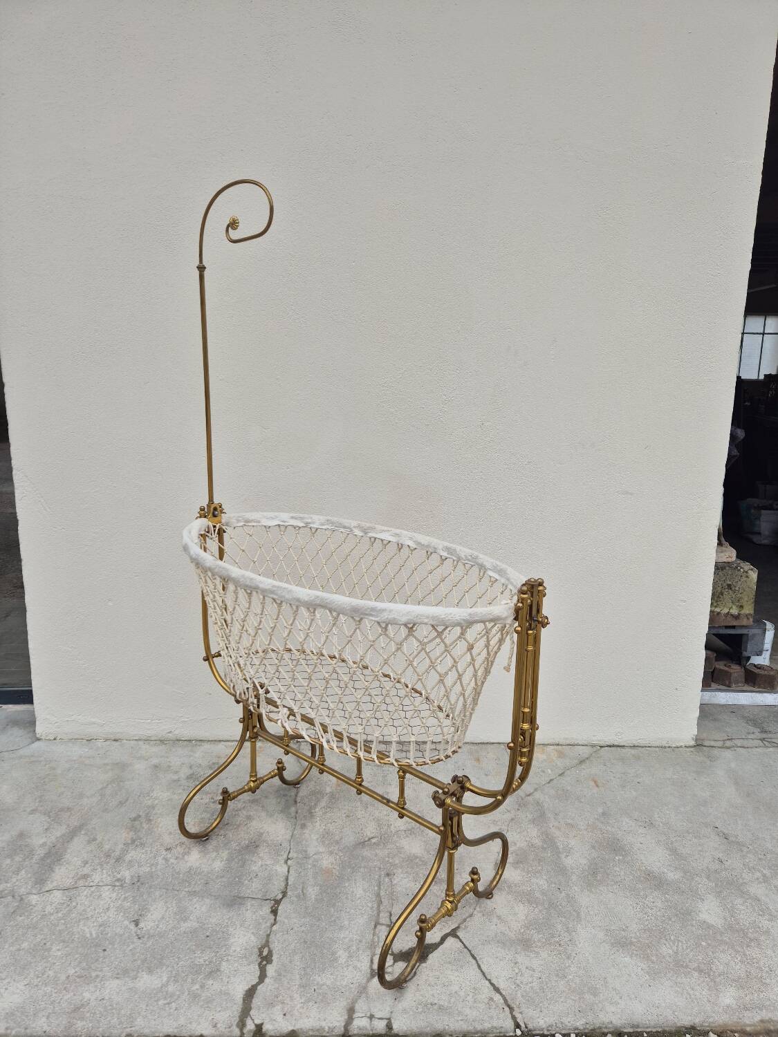 19th century brass rocking cradle from a castle