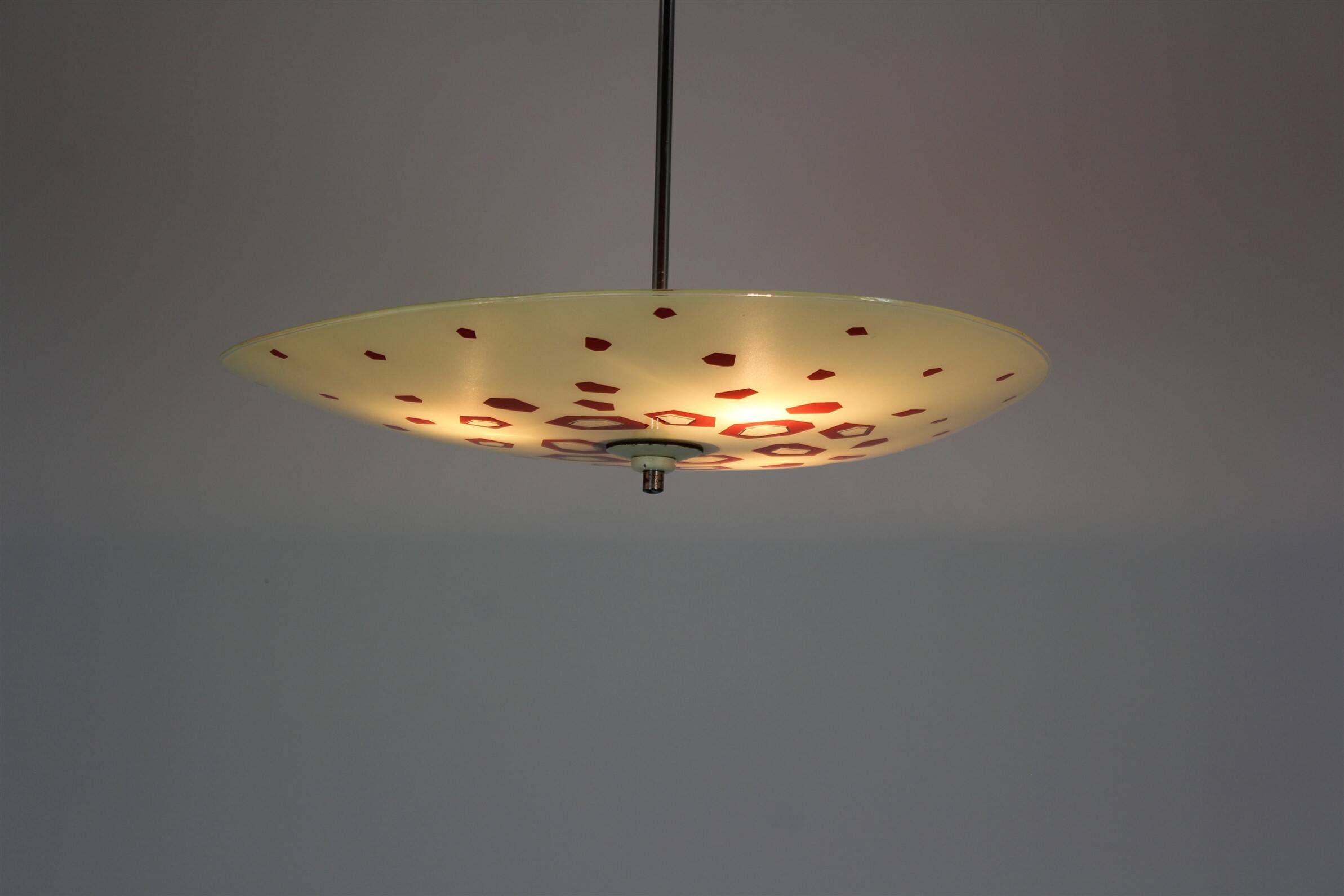 Large Vintage Czechoslovakian Opaline Glass Pendant Lights, 1970s, Set of 2