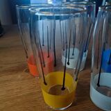 Set of 5 vintage screen-printed glasses