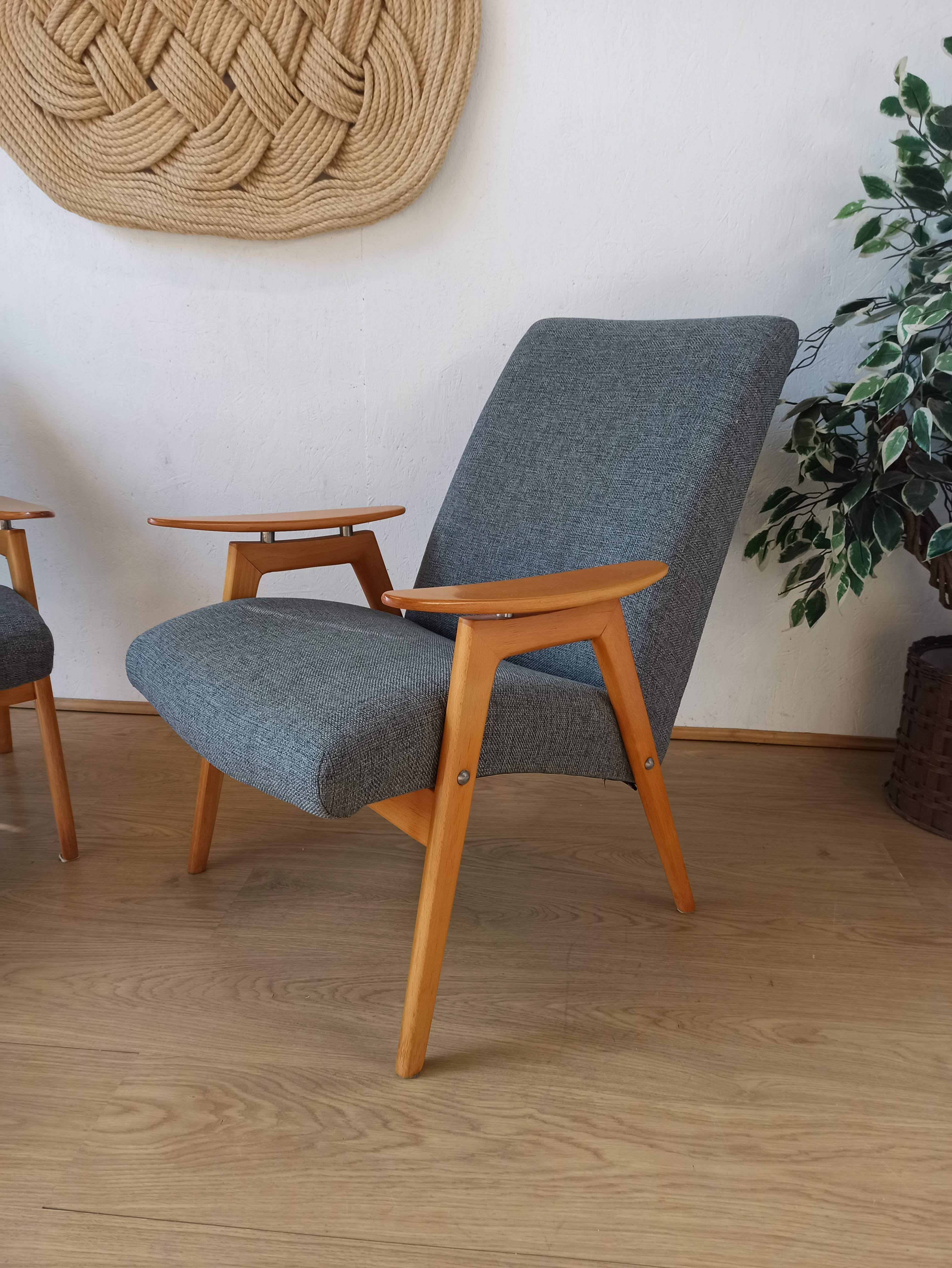2 designer armchairs by j. šmidek, 1970s.