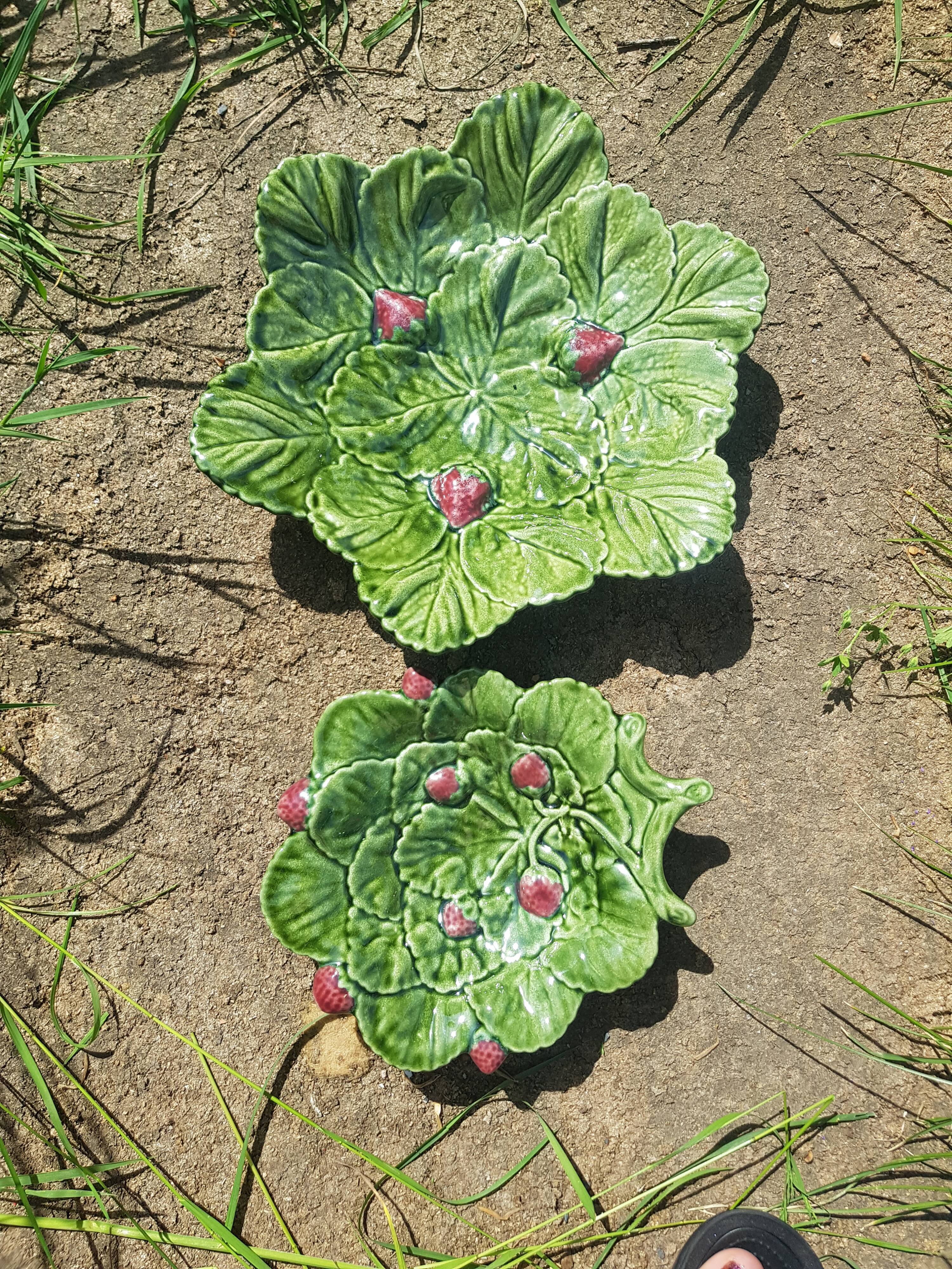 Set of two dishes slurry decoration of strawberries.