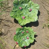 Set of two dishes slurry decoration of strawberries.