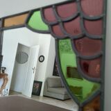 Ancien miroir vitrail antique french work