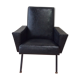 Fauteuil en Skaï noir vintage 50/60