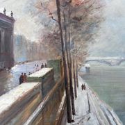 Tableau hst "quai de seine, paris en hiver" école h. a. schaeffer - g.m. + cadre