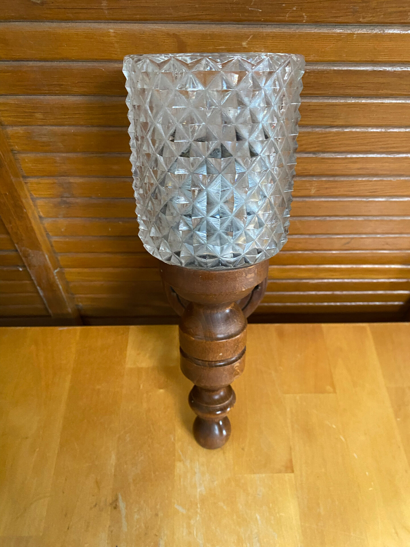 Vintage wall sconce mobelhaus wood + bohemia crystal globe