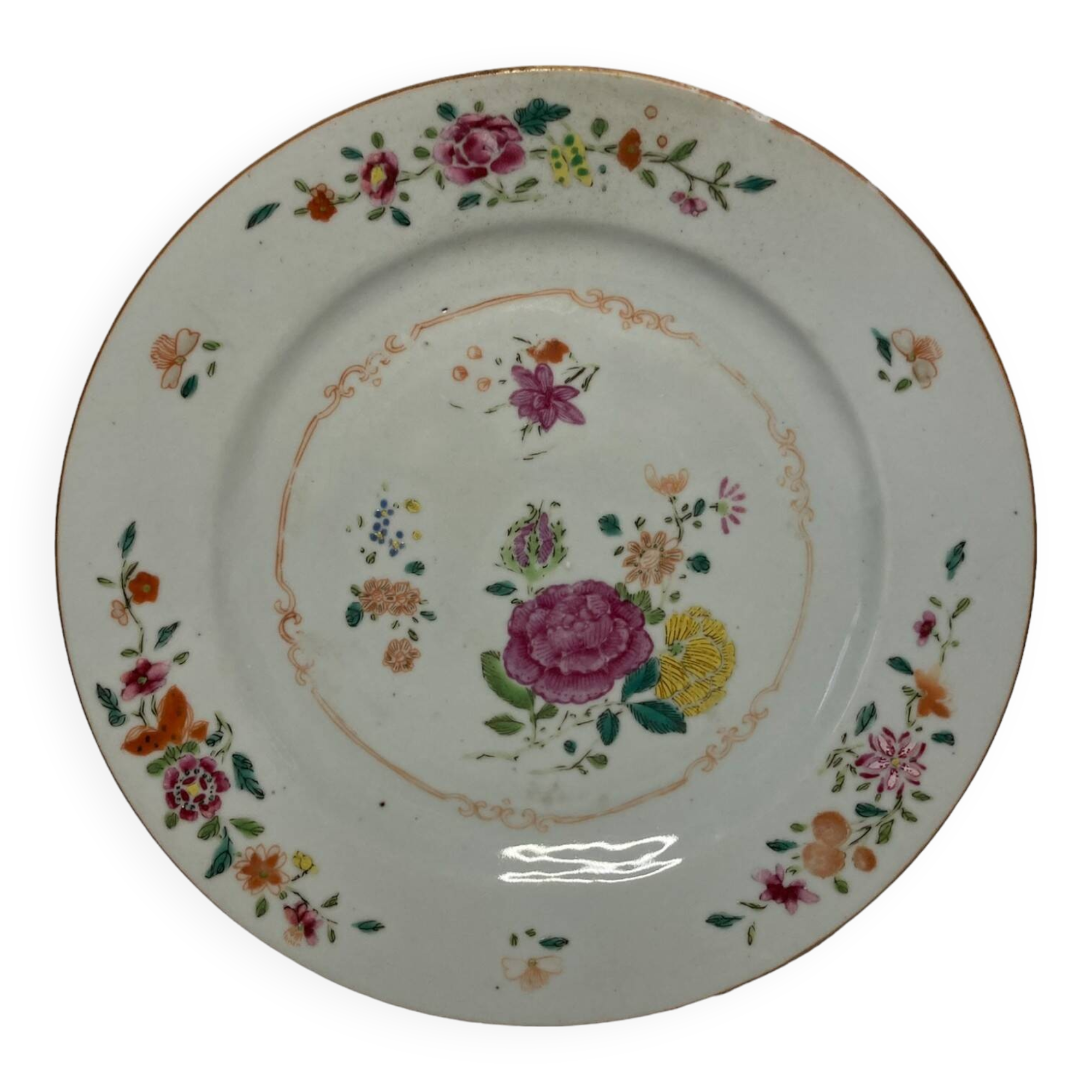Compagnie des Indes, 18th century porcelain plate with peonies