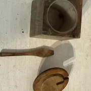 Service à condiments brutaliste en bois – Mid-Century années 50