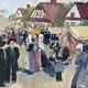Painting "Fête alsacienne" original gouache 1928 coll. J.F. Devalliere
