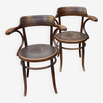 Paire de chaises viennoises vintage en bois courbé Thonet