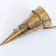 Vintage Brass Wall Cornet Vase Twisted Cord Pompons Bouquet Holder