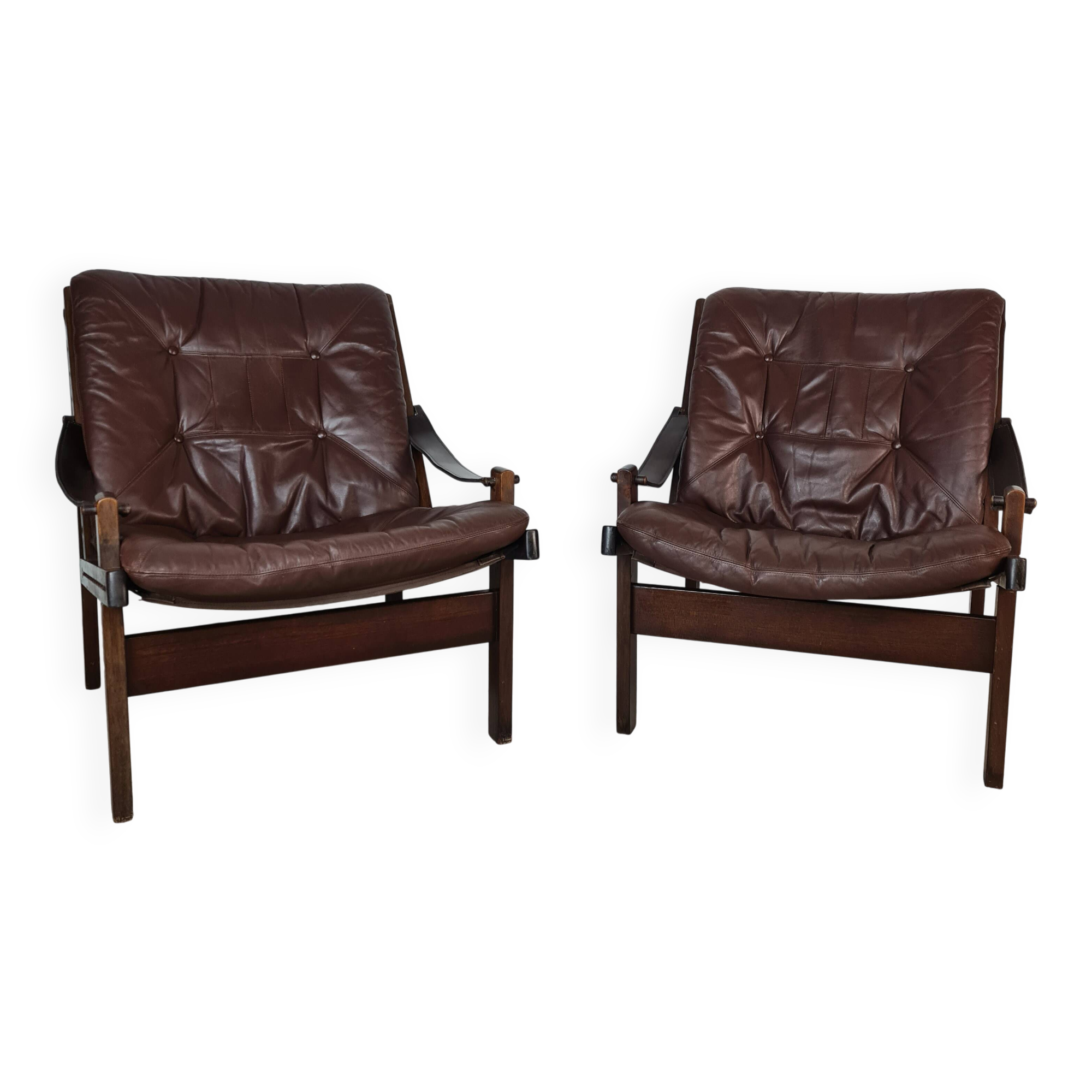 Pair of Scandinavian designer armchairs by Torbjorn Abdal, 1960s.