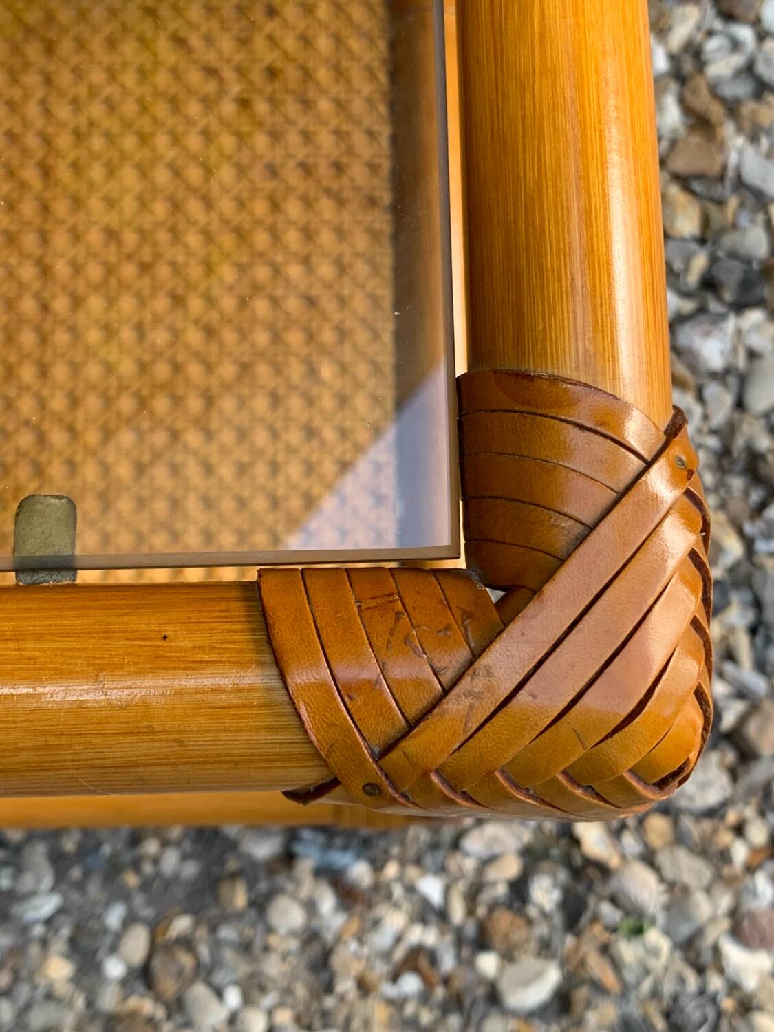 Chest of drawers and bedside table in rattan cane and oak, vintage 1970s