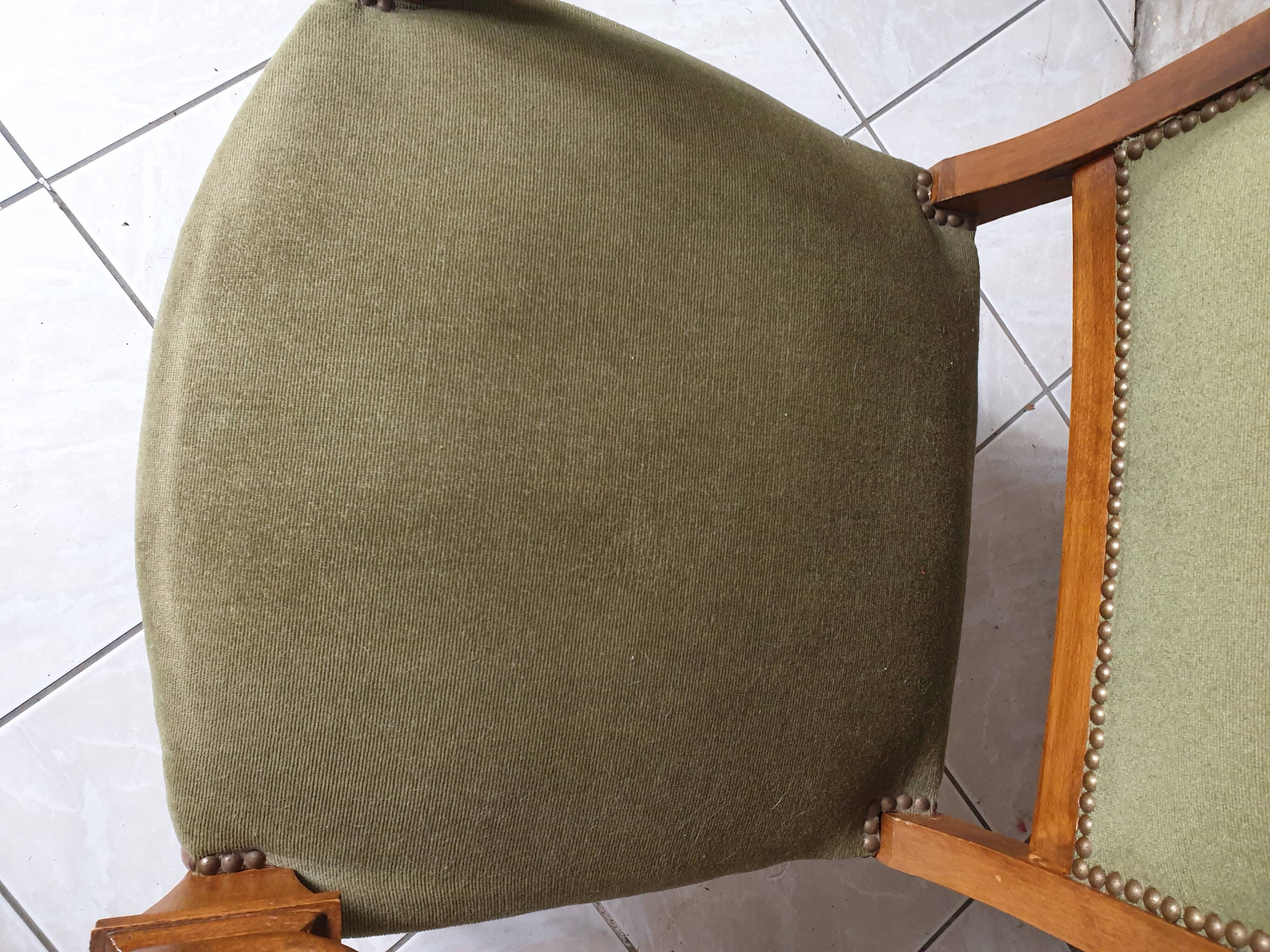 Fauteuil anglais velours vert