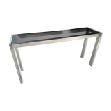 Console en inox et verre fumé - 1970