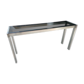 Console en inox et verre fumé - 1970