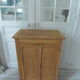 Meuble vintage 2 portes, faible profondeur en bois marqueté finition cirée